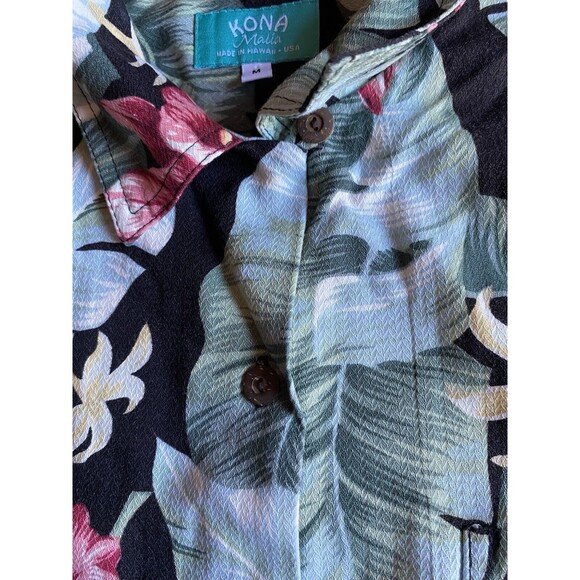 Kona Malia Shirt‎ Mens Med Black Floral Short Sleeve Button Up Tropical Hawaiian - Picture 3 of 9